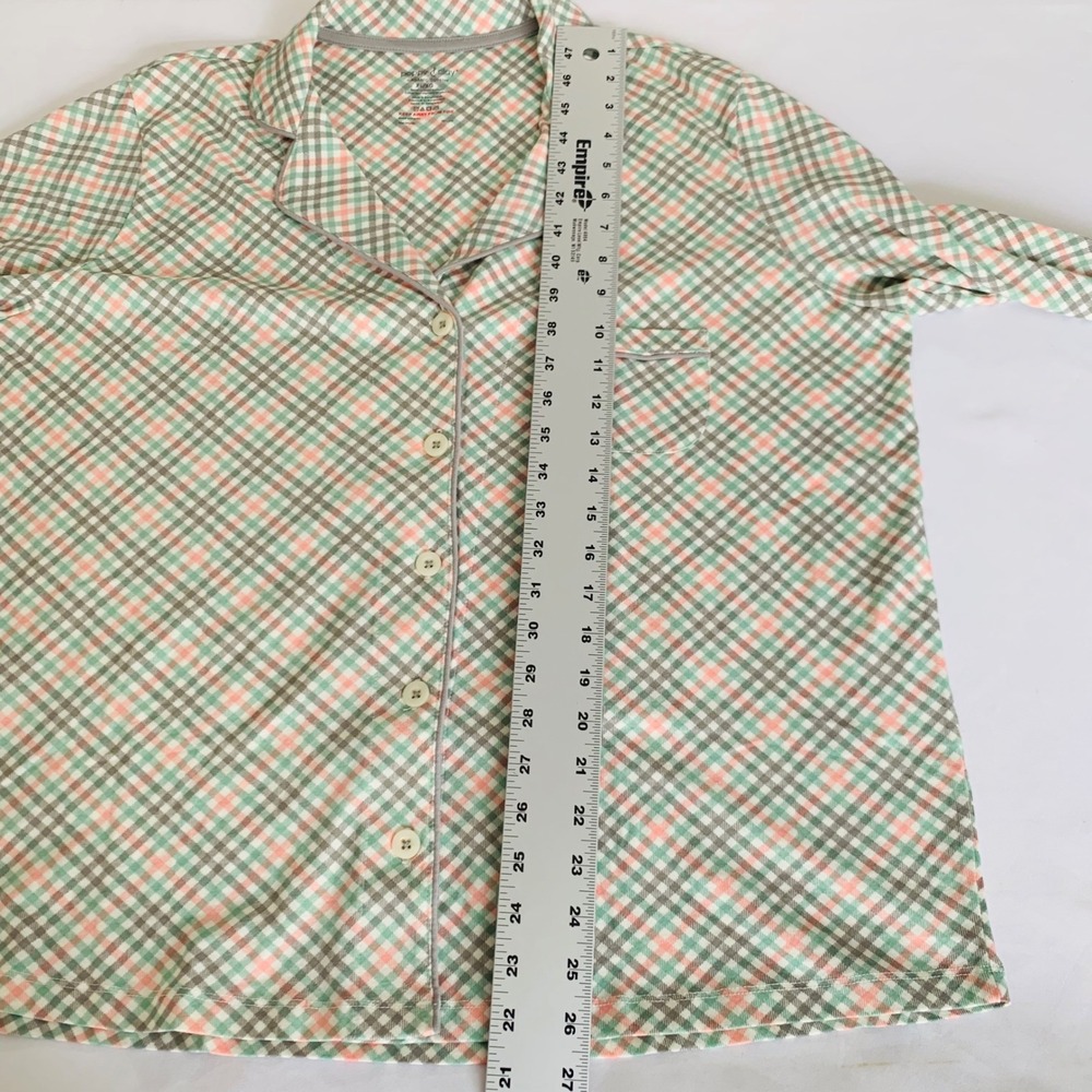 Poppy & Clay Pajama Set Women XL Green Plaid Organic Cotton Coastal Quiet Luxury - Picture 10 of 13